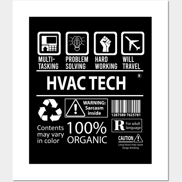 Hvac Tech T Shirt - MultiTasking Certified Job Gift Item Tee Wall Art by Aquastal